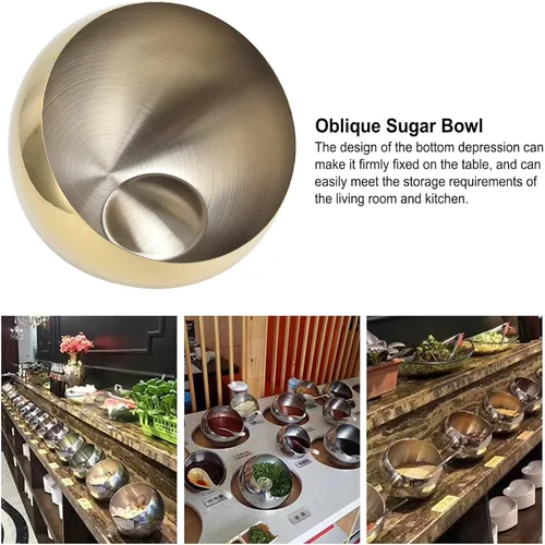 Miniatura 7 de Azucarero de acero inoxidable para encimera, soporte dorado para azúcar abierto, plato de azúcar abierto para fácil acceso en cafeterías, cocina
