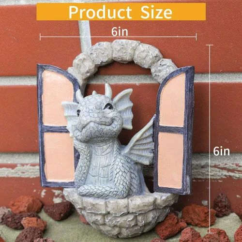 Miniatura 4 de SHOWFEICAT Adorno de jardín de dragón de resina, adorno para manualidades, estatua de hada, puerta, patio, arte al aire libre y jardín, luz solar