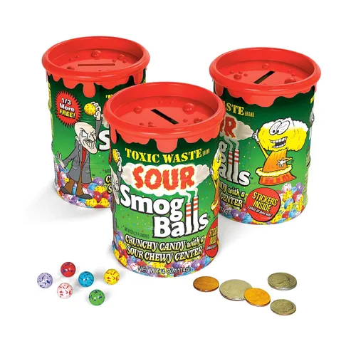 Miniatura 7 de Toxic Waste Sour Smog Balls Crunchy Chewy Surtido de Sabores Surtidos Bolsas de 3 oz Paquete de 3