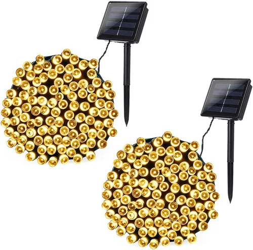 Miniatura 13 de Joomer Luces solares de Navidad para exteriores, paquete de 2 unidades en total de 144 pies, 400 LED, 8 modos, impermeables, luces solares de Blanco
