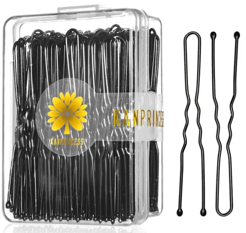 KANPRINCESS 100 horquillas en forma de U de 2.4 pulgadas, alfileres negros para todo tipo de cabello, horquillas para el cabello para mujeres, sin