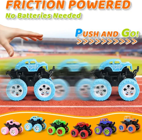 Miniatura 2 de Beestech Camión monstruo de juguete para niños y niñas de 3, 4, 5, 6, 7, 8 años de edad, camión monstruo accionado por fricción para fiestas