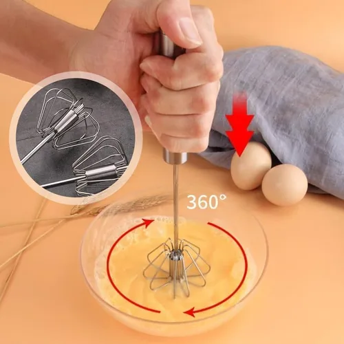 Miniatura 2 de Batidor de acero inoxidable, batidor de huevo, batidor giratorio de mano, herramienta agitadora de mano para cocinar, cocina, hogar, leche de huevo