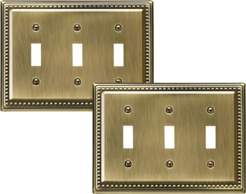 Miniatura 9 de DEWENWILS Paquete de 4 cubiertas de enchufe de metal, placas de pared de enchufe, placas de cubierta de interruptor de luz de latón antiguo, 4.92 x