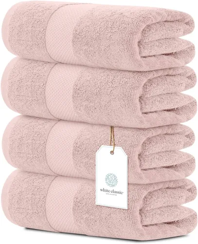 Miniatura 8 de White Classic - Juego de toallas de baño de lujo, grandes, 4 piezas - 700 GSM de algodón turco ultra suave, 27 x 54 pulgadas Toallas de baño