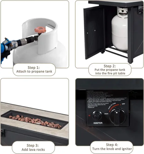 Miniatura 6 de Tangkula Sofá modular de mimbre para exteriores de 9 piezas con mesa de fogata de gas de 42 pulgadas y 60,000 BTU, juego de conversación de patio