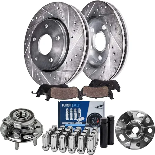 Miniatura 69 de Detroit Axle - Kit de freno delantero para Ford Explorer Mercury Mountaineer 2002-2005 Bujes de rodamiento de rueda perforados y ranurados rotores