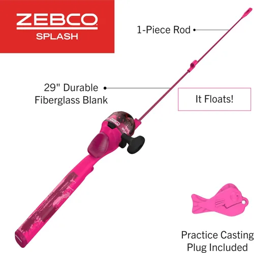 Miniatura 2 de Zebco Youth Floating Spincast Reel and Fishing Rod Combo, Pre-Spooled with 6-Pound Cajun Line Rosa