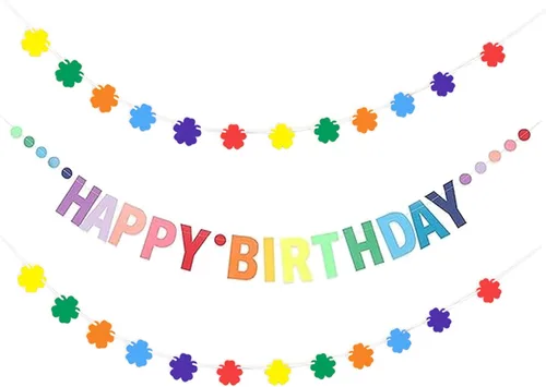 Miniatura 7 de MEETINGU Pancarta de Feliz Cumpleaños, Decoraciones de Fiesta Letrero Colorido Suministros para Niños, Niñas, Adultos