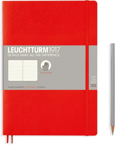 Miniatura 13 de LEUCHTTURM1917 - Cuaderno mediano A5 de tapa blanda, 123 páginas numeradas para escribir y llevar un diario (color negro, cuadriculado)