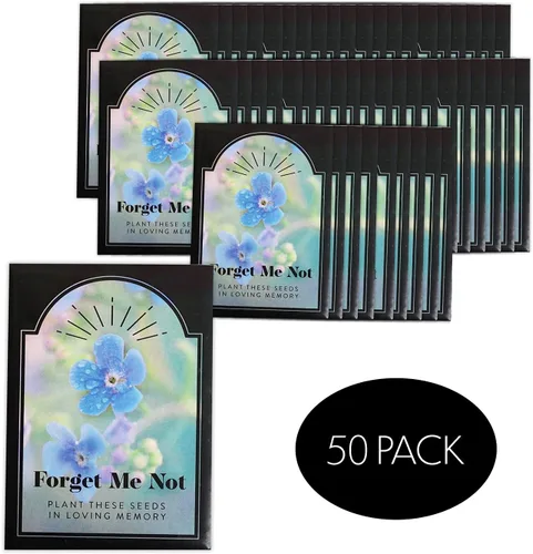 Miniatura 2 de 50 paquetes de semillas conmemorativas de Funeral Favors Forget Me Not - 50 paquetes de semillas individuales - Celebración de la vida - Recuerdos