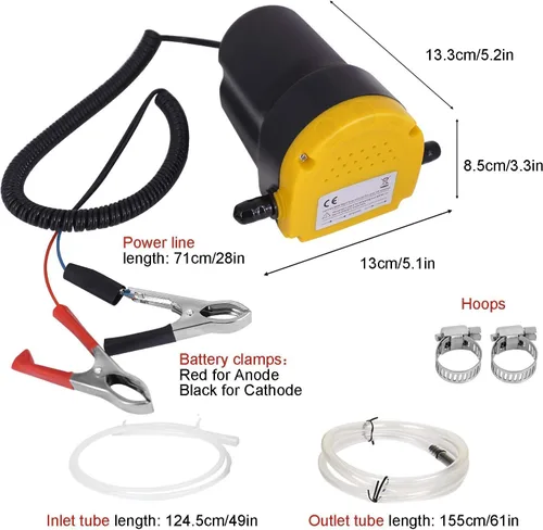 Miniatura 4 de Extractor de bomba de cambio de aceite mejorado, bomba de transferencia de fluido diésel de aceite de motor de 12 V 60 W, bomba de extracción rápida