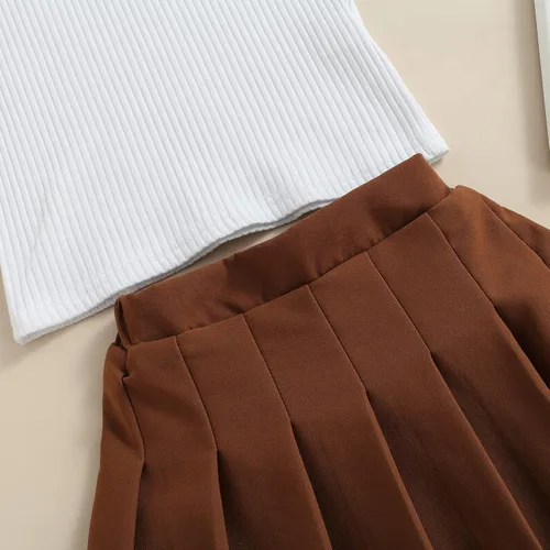 Miniatura 186 de TheFound Trajes de verano para niñas pequeñas, sin mangas, de punto acanalado, halter, pantalones cortos, ropa para recién nacidos, conjunto de 3