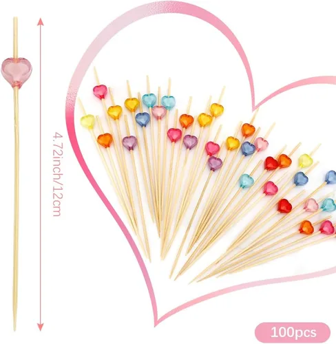 Miniatura 3 de 100 piezas de palillos de cóctel para bebidas, decoraciones de San Valentín, palillos de dientes elegantes para aperitivos, palillos de dientes