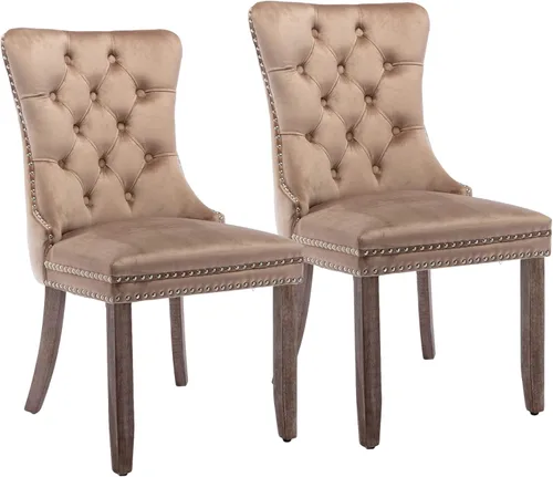 Miniatura 20 de Silla de comedor copetuda moderna de terciopelo para comedor, sillas de comedor tapizadas con remache de clavo, anillo trasero para cocina, comedor