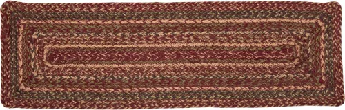 Miniatura 4 de VHC Brands Molino de sidra Primitive Yute Rojo Rayas Escalera Rectángulo de Látex Respaldo 8.5"x27