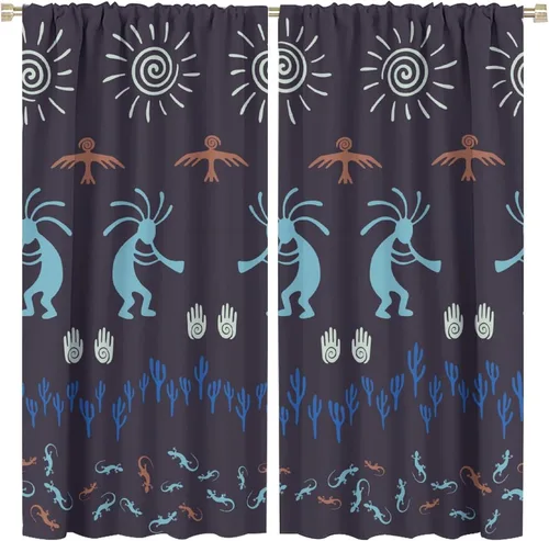 Miniatura 46 de Kokopelli - Cortinas opacas para cocina, decoración de sala de estar, dormitorio, 21 x 45 pulgadas, 2 paneles