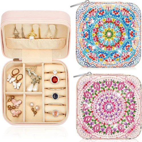 Hinly 2 Piezas Caja de Almacenamiento Portátil para Pintura de Diamantes, Organizador de Joyería de Arte DIY, Accesorios de Pintura de Diamantes,