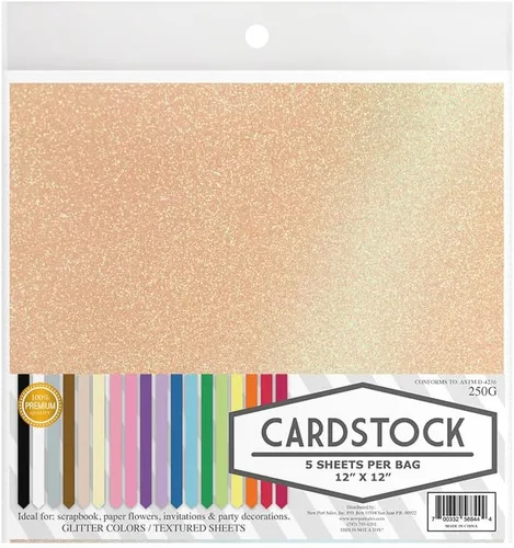 Miniatura 6 de Irdecent Glitter - Cartulina para manualidades, 13 opciones de color, 8.82 oz. 12 x 12 pulgadas, 5 hojas premium (canario)