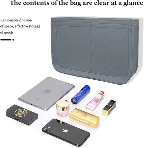 Miniatura 3 de Organizador de fieltro-para Hermes Evelyne III tpm pm gm bolsa inserto mini 16 29 33 bolsa organizador Y003 gris-L