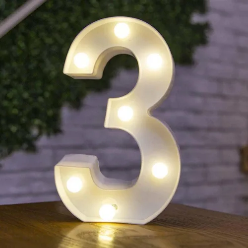 Miniatura 36 de anso Letras LED del alfabeto con números iluminados, letras de plástico blanco, decoración de pie de la A a la Z 0 ~ 9 (rosa corazón)