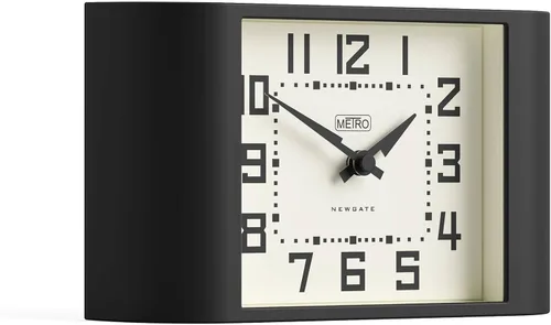 NEWGATE® Mini reloj de escritorio Metro | Reloj de repisa retro | Negro | Estilo de mediados de siglo para escritorio, mesa, estante o mesita de