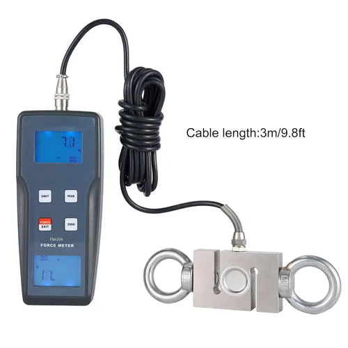 Miniatura 2 de FM-204-200K (1960N/200kgf/440Lbf) Medidor de Fuerza Digital de Empuje y Tracción con Sensor de Célula de Carga Externa, Modo Pico/Seguimiento