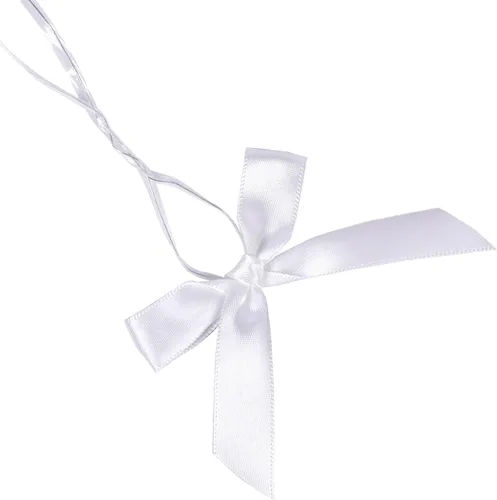 Miniatura 16 de Paquete de 50 lazos blancos para corbata, lazos preatados, lazos de satén de Navidad para bolsas de golosinas, lazos de embalaje para dulces