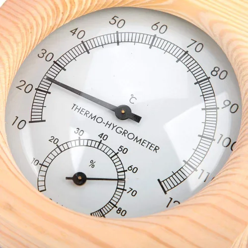 Miniatura 6 de Fdit Termómetro higrotermógrafo de madera para sauna higrómetro Sala de sauna Spruce Dial de madera humedad Medidor de temperatura Monitor