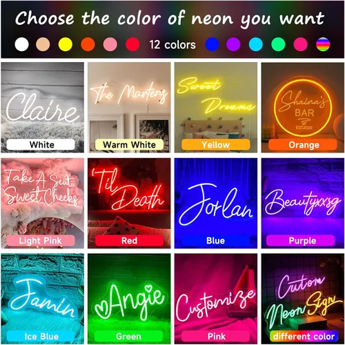 Miniatura 7 de Letrero de neón personalizado para decoración de pared, letrero de neón LED regulable personalizable para boda, familia, regalo de cumpleaños