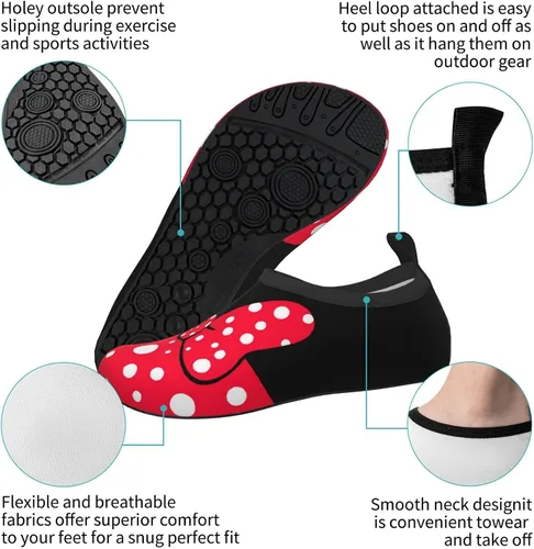 Miniatura 7 de Fashion Kawaii Red Bow Polka Dot Water Shoes for Boys and Girls, Kid Quick Dry Non-Slip Water Skin Barefoot Sports Shoes Aqua Socks for Beach Swim