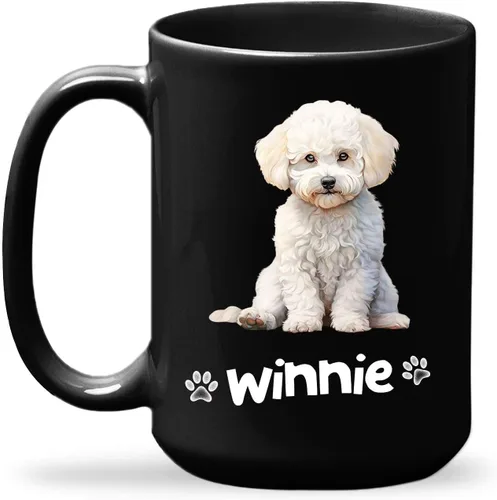 Miniatura 12 de Taza de viaje negra personalizada con nombre a elegir de 11 onzas, 15 onzas, taza de cerámica personalizada para perros Chihuahua, regalo