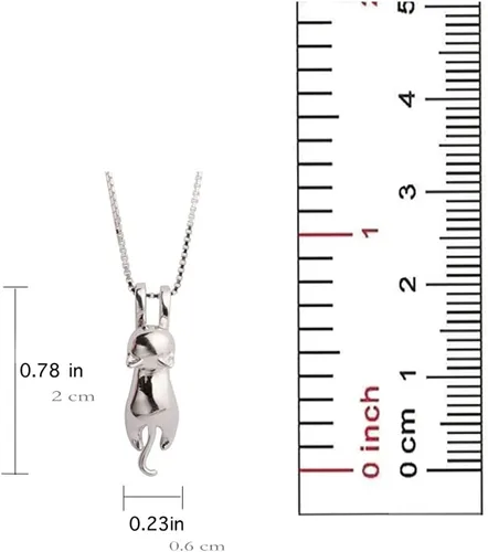 Miniatura 5 de S.Leaf, Collar colgante de gato en plata esterlina sólida 925 mate