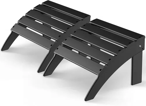 Miniatura 16 de GREENVINES Adirondack-Ottoman Plástico HDPE Reposapiés para exteriores Todo tipo de clima Reposapiés Taburete para pies Negro para Agua