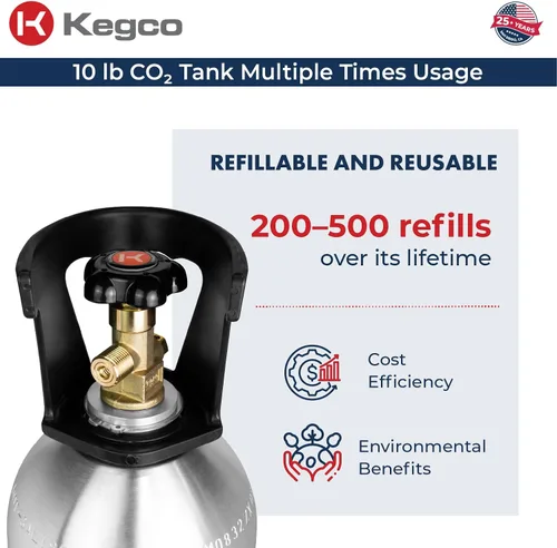 Miniatura 5 de Kegco Cilindro de Co2 Tanque de Aluminio de 10 lb