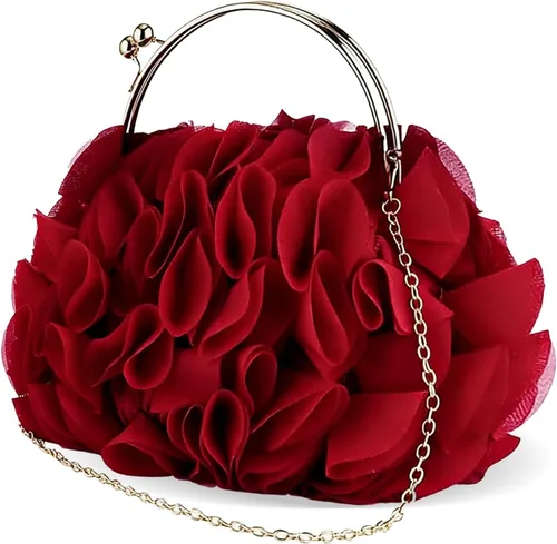 Miniatura 8 de Bolso de mano de noche para mujer, monederos de satén floral con cadena para bodas, fiestas, bailes de graduación Floral, Satin, with Chain, for
