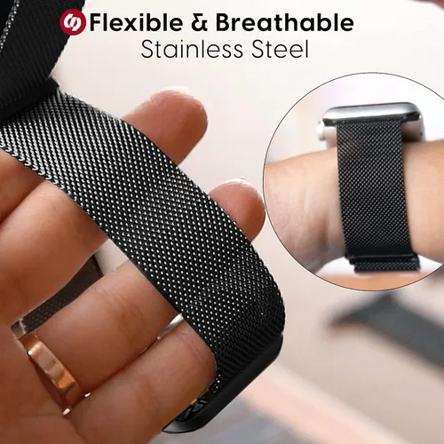 Miniatura 3 de TALK WORKS - Correa de reloj extensible compatible con la serie Apple Watch, cierre magnético, correa de malla de acero inoxidable de ajuste cómodo