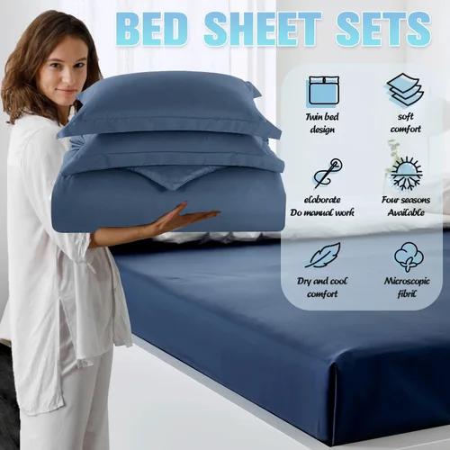 Miniatura 2 de Sábanas de cama, transpirables, refrescantes y cómodas, sábanas autolimpiantes con infusión de plata, juego de sábanas de 3 piezas (café, individual)