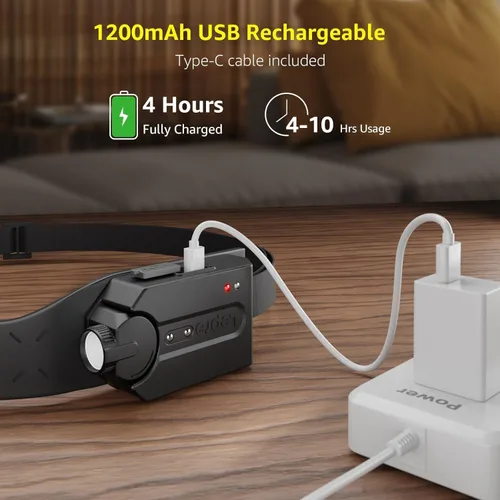 Miniatura 6 de Lepro Faro – Lámpara LED súper brillante recargable con haz de 230 ° de ancho, foco ajustable, sensor de movimiento, 5 modos, linterna ligera