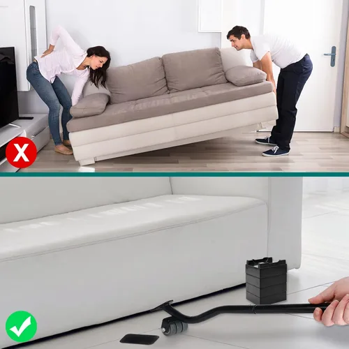 Miniatura 4 de Herramienta de Elevación de Muebles, Juego de Herramientas para Mover Electrodomésticos de 21" con Almohadillas Protectoras Deslizantes y Ruedas