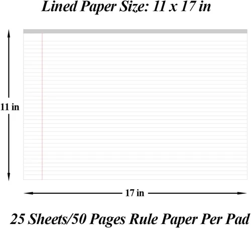 Miniatura 2 de Yaridar 17" x 11" Legal Pads, 25 Sheets/50 Pages Per Legal Note Pads, Line Notepads, 100Gsm White Line Paper