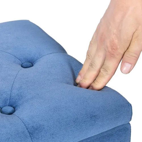 Miniatura 6 de Homebeez Mesa de centro otomana rectangular contemporánea de 19.7 pulgadas con patas de metal dorado, color azul