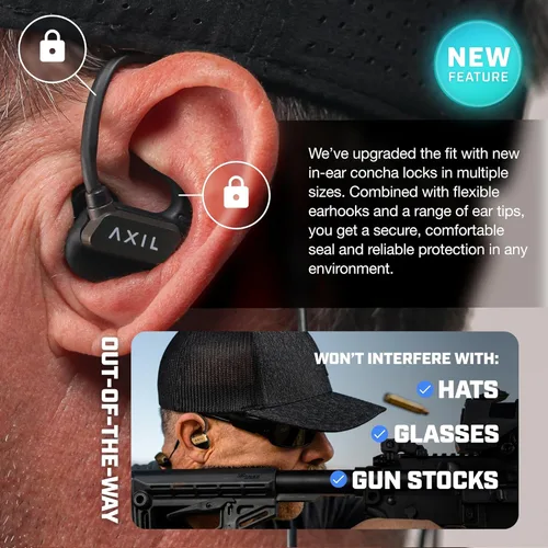 Miniatura 5 de AXIL GS Extreme 3.0 Protección Auditiva para Tiro – Negro – Mejora Auditiva y Aislamiento de Ruido Auriculares Bluetooth – Protección Auditiva 5X