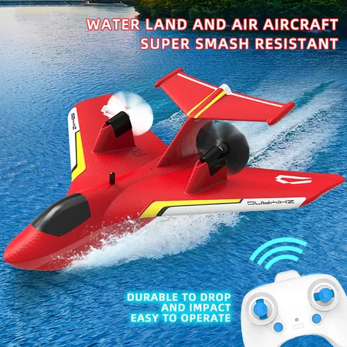 Miniatura 3 de Avión de juguete de control remoto inalámbrico, avión de planeadores de gravedad con luces, avión RC para agua, tierra y aire, avión flotador RC