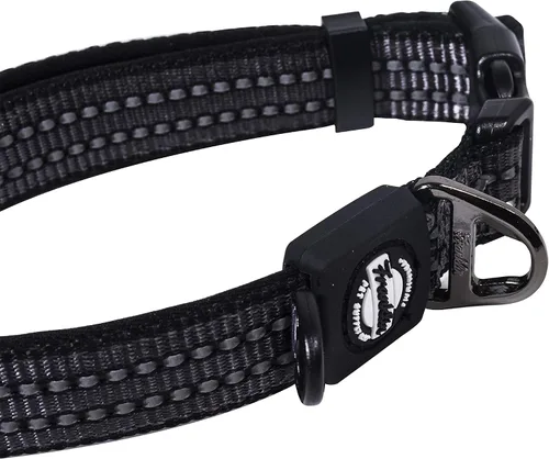 Miniatura 2 de Franklin Pet Supply Co. - Collar de nailon para perro, comodidad reflectante, ajuste, neopreno, ajustable, pequeño, mediano, grande, cachorro, Negro