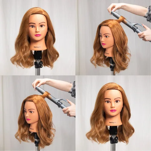 Miniatura 5 de Hairingrid Cabeza de Maniquí 20"-22" 100% Cabello Humano Peluquería Cosmetología Maniquí Cabeza de Entrenamiento de Cabello y Soporte de Abrazadera
