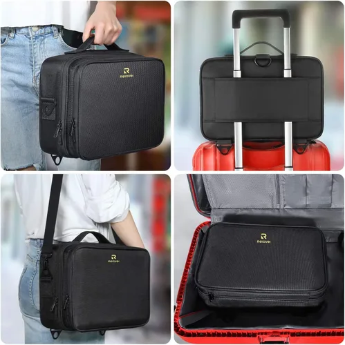 Miniatura 3 de Relavel - Estuche de maquillaje de viaje en tren de 13.8 pulgadas, estuche de cosméticos grande profesional, portátil, organizador y almacenamiento