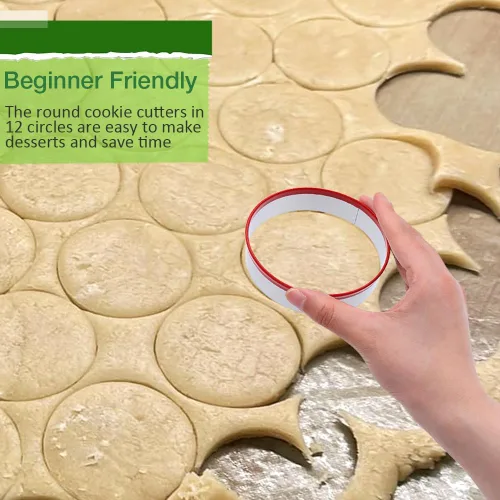 Miniatura 7 de Alimat PluS Juego de 12 cortadores redondos de galletas para galletas, paquete de 12 cortadores de repostería en tamaños graduados para donas, masa