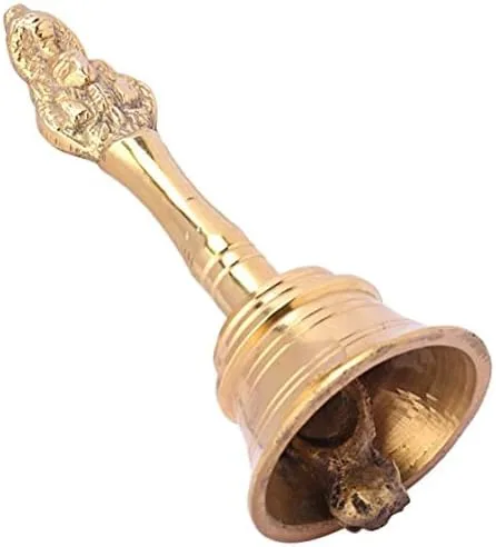 ILT Retail - Campana Puja de latón, Pooja Ghanti/Ghanta para el hogar y el templo, campana de oración, campana de Pooja Mandir (4 pulgadas), campana