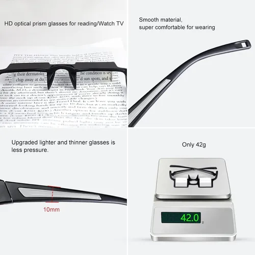 Miniatura 3 de okcsc Gafas de Lectura Perezosas Ligeras y Delgadas Horizontales HD para Acostarse a Ver TV/Leer Libros en Móviles, Gafas de Prisma de 90°